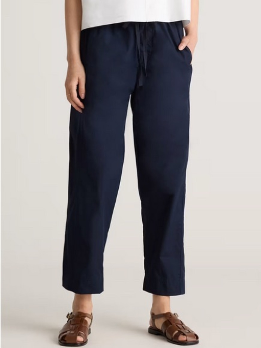 Quince 100% Cotton Navy Elastic Waist Pull-On Pants